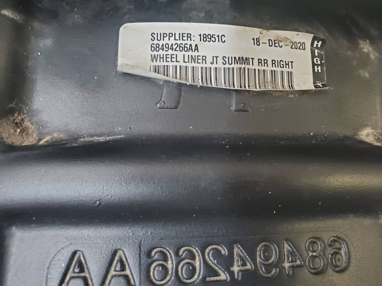 2020-2025 Jeep Gladiator JT Sport Fender Flares Rear Right Passenger Side Granite Crystal