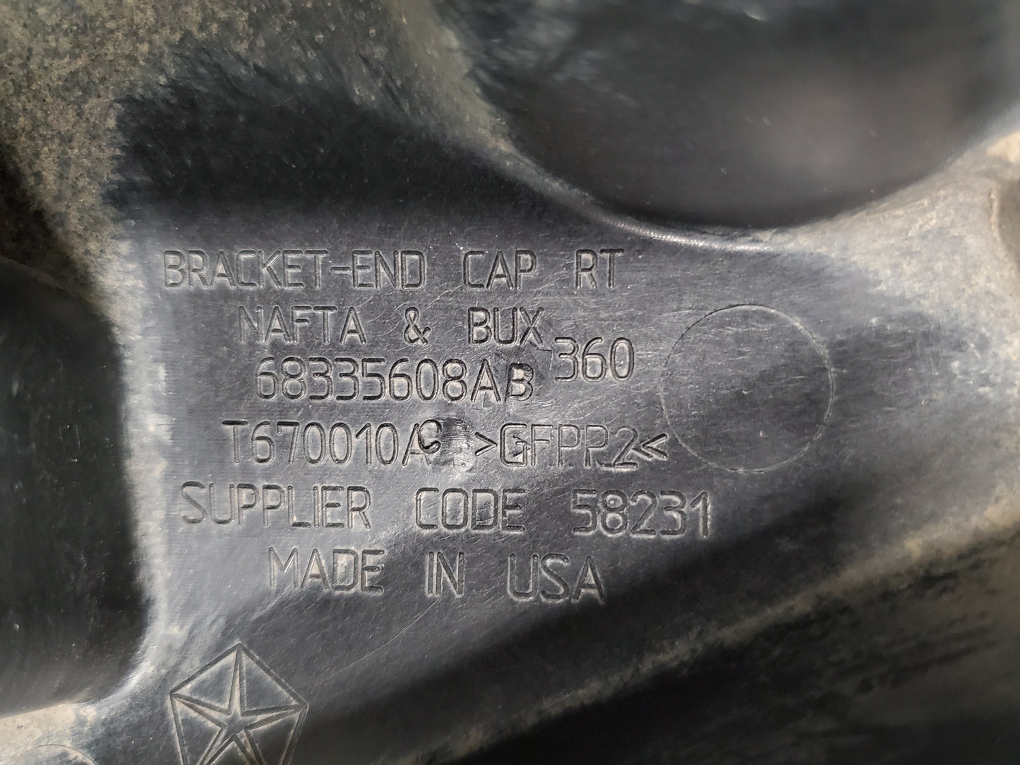 2018-2025 Jeep Wrangler JL Sahara Rear Bumper End Cap Bracket OEM Right Passenger Side 68335608AB