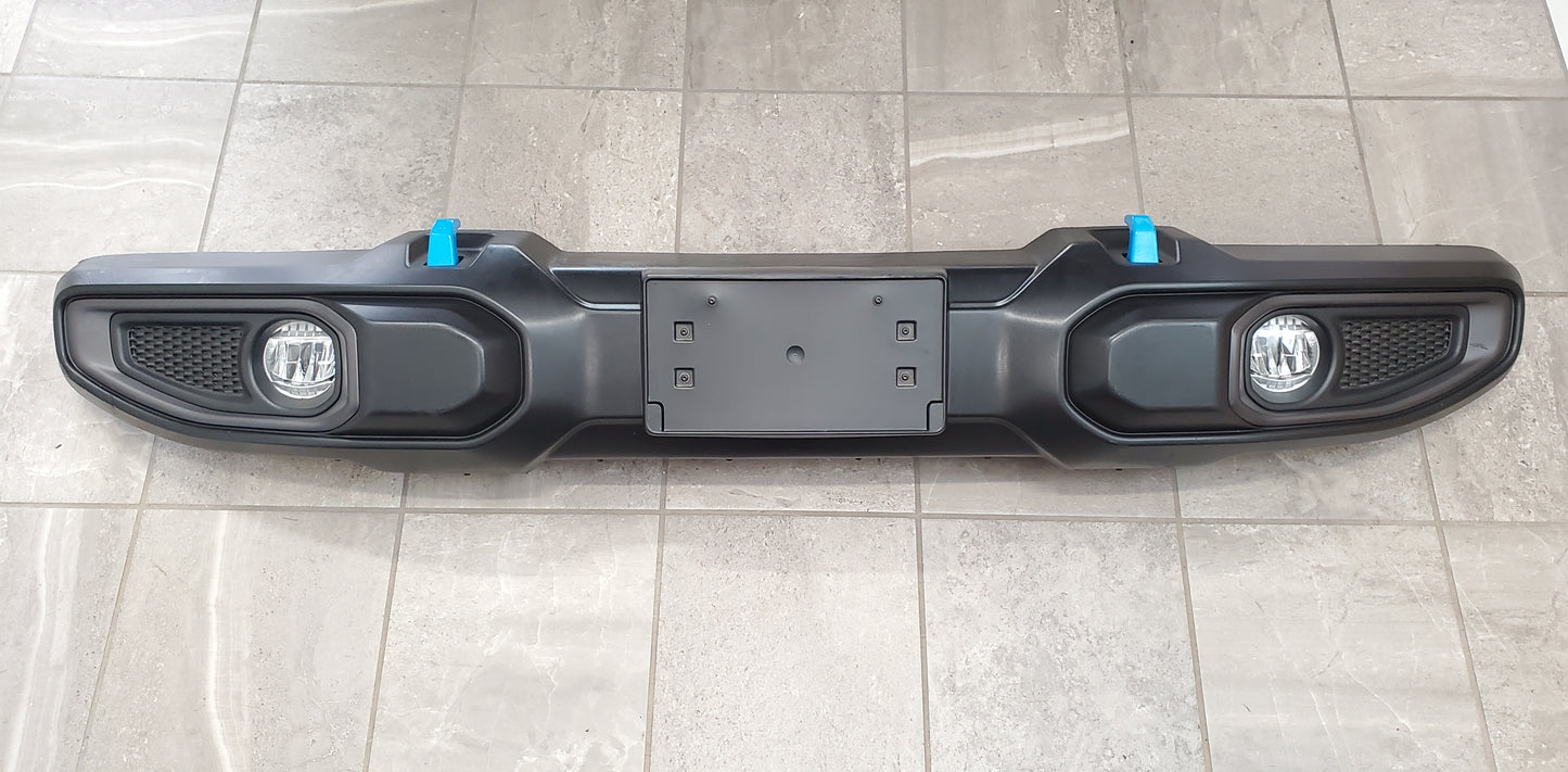 2018-2025 Jeep Wrangler JL Gladiator JT 4Xe Front Bumper With LED Fog Lights, Blue Tow Hooks