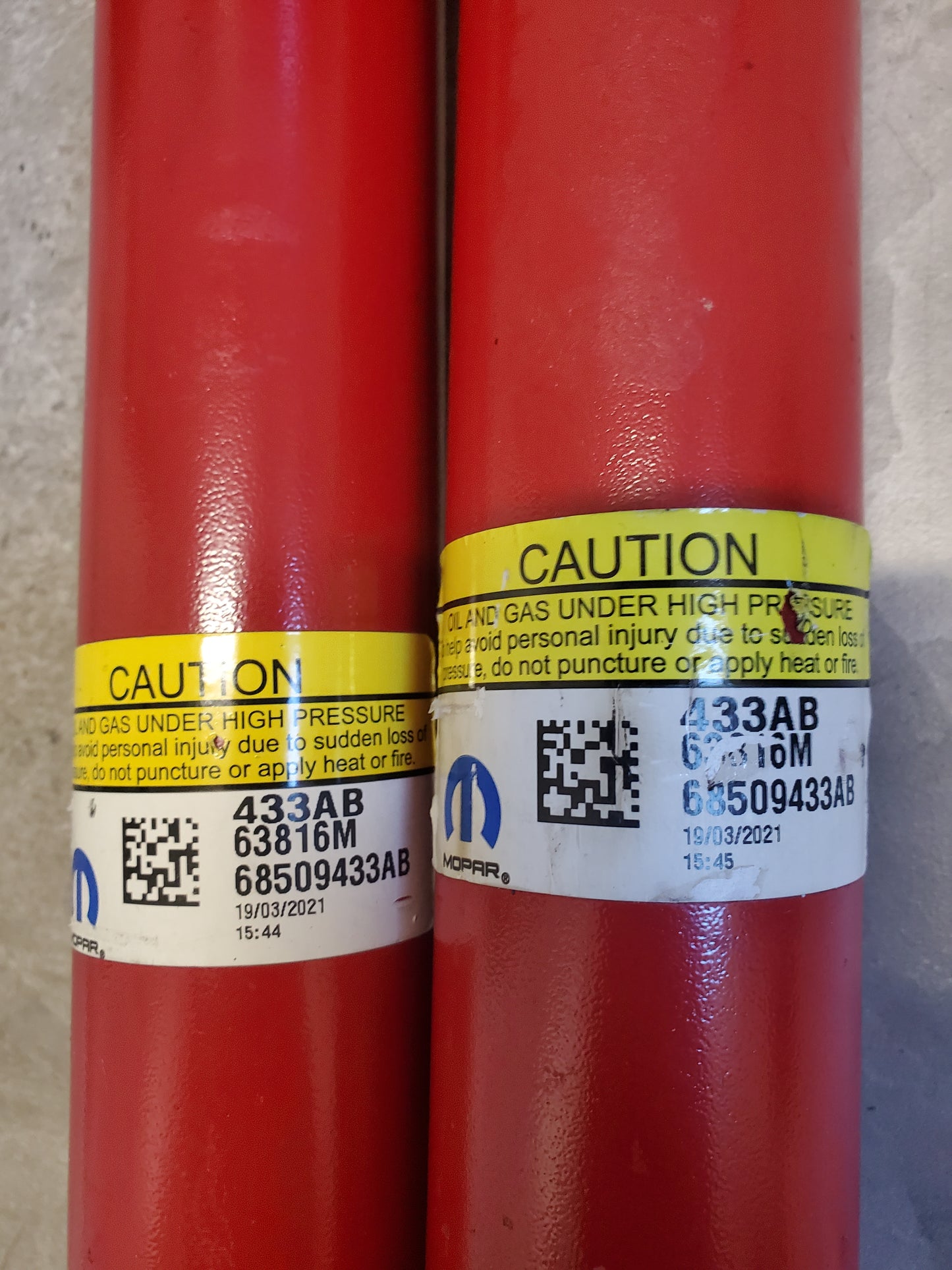 2018-2025 Jeep Wrangler JL Rubicon Suspension Rear Shocks OEM Pair 68509433AB