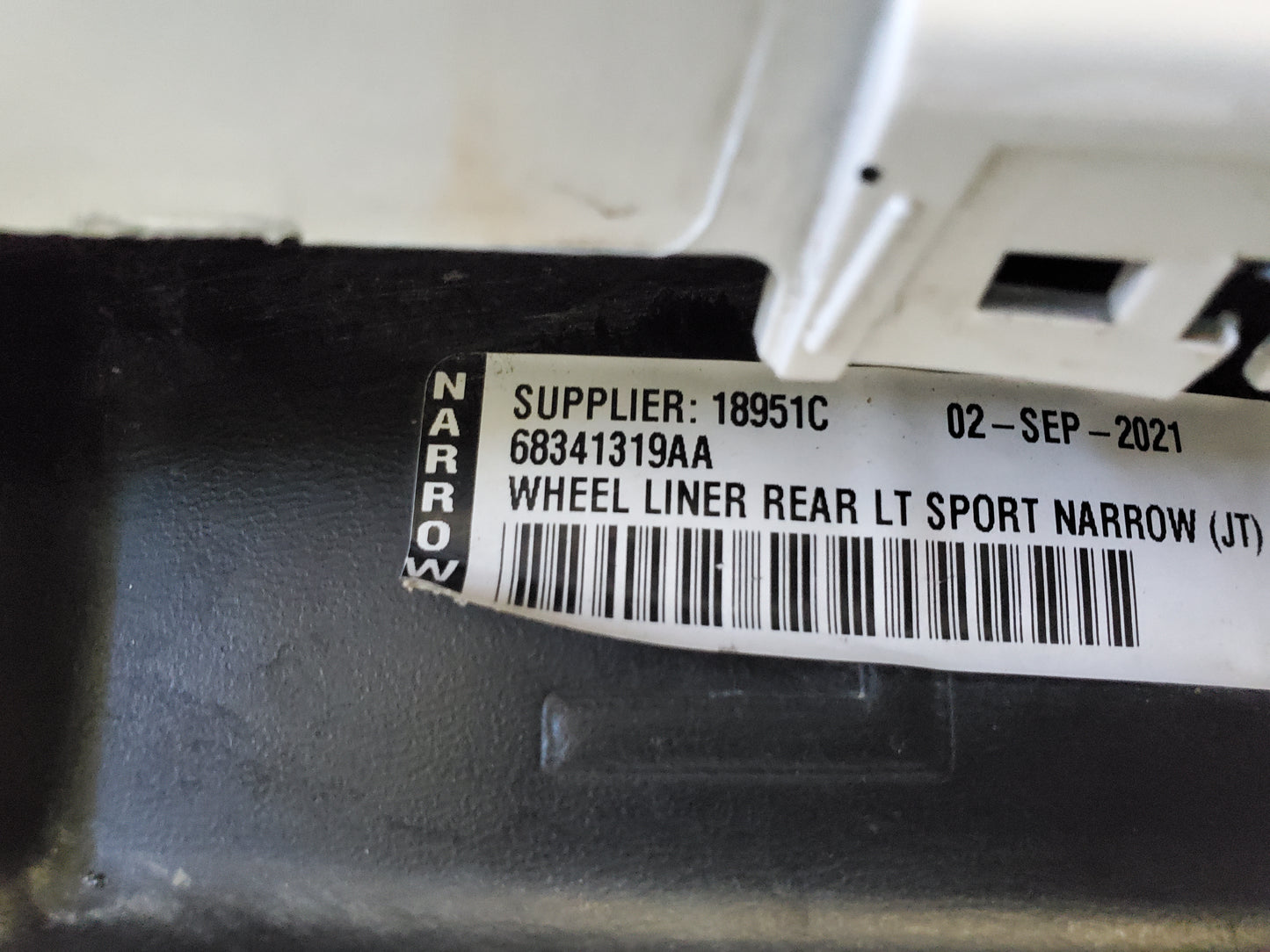 2020-2025 Jeep Gladiator JT Sport Fender Flares Rear Left Drivers Side Bright White