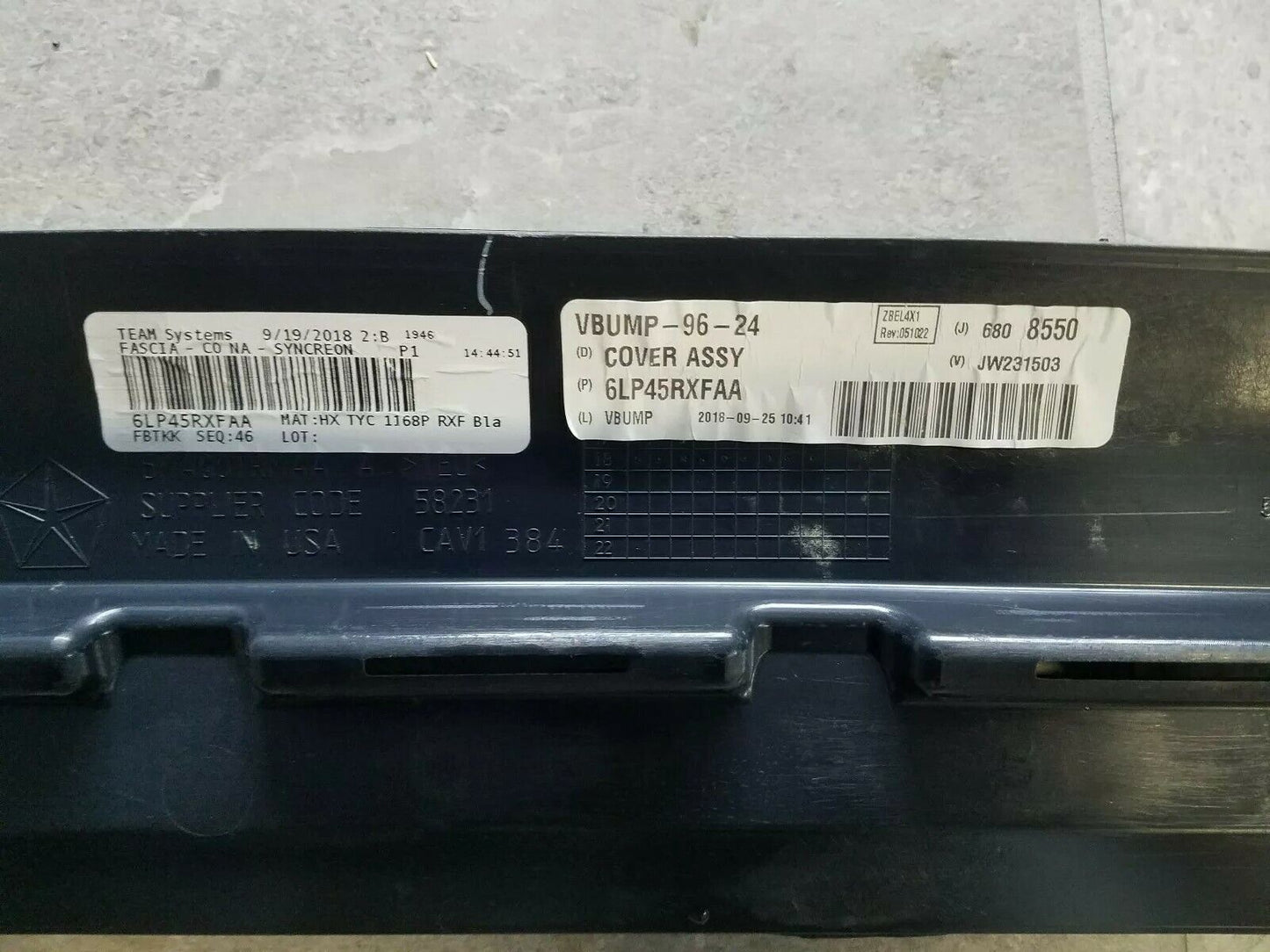 2018-2025 Jeep Wrangler JL Gladiator JT Front Bumper Trim Panel (Cover Assembly) 6LP45RXFAA