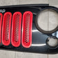 2007-2018 Jeep Wrangler JK Grille OEM Black With Red Inserts 1BM91TRM